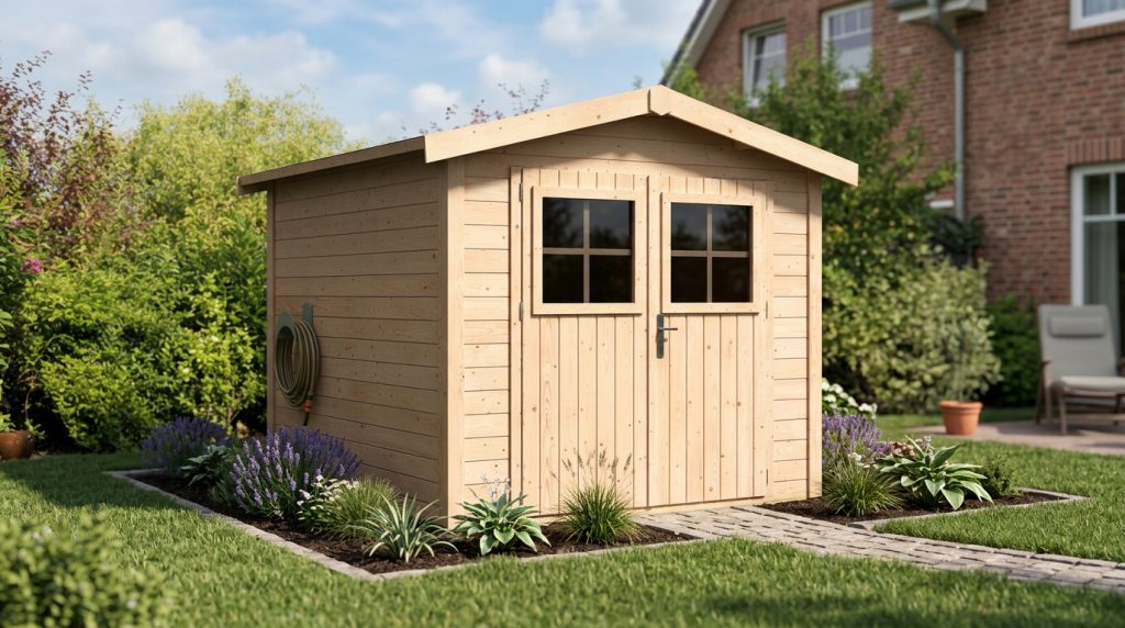 abri de jardin brico depot en bois HENRI mise en situation