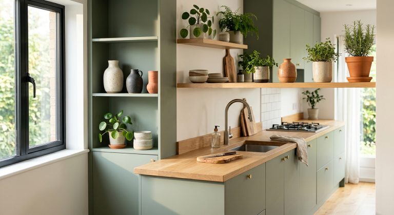 Cuisine vert sauge et bois : l'alliance déco tendance 2024