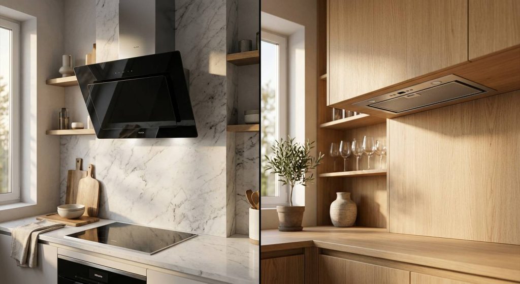 Hotte inclinée ou groupe filtrant : quelle solution choisir pour une cuisine ouverte de moins de 20m² ?