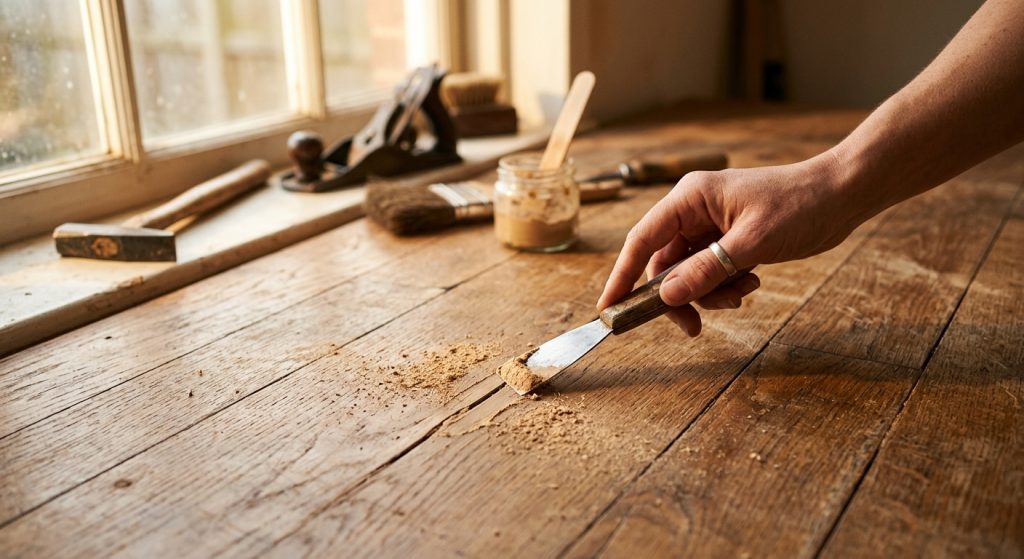 Restaurer un parquet ancien : comment boucher les fentes
